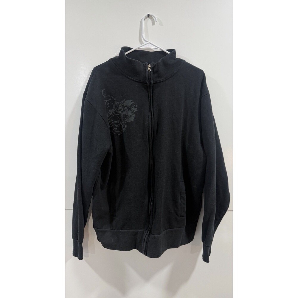 Black Carbon XXL Graphic Skull Sweatshirt Full Zip